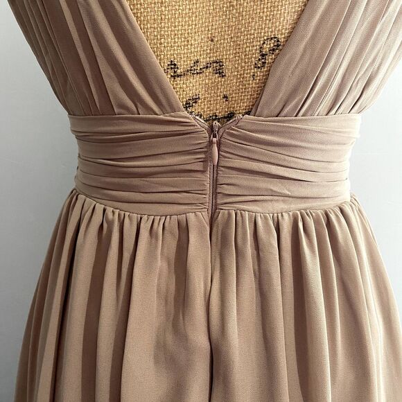 Lulus Heavenly Hues Taupe Tan Maxi Dress Formal Prom Bridesmaid Wedding Size XS - Picture 6 of 10